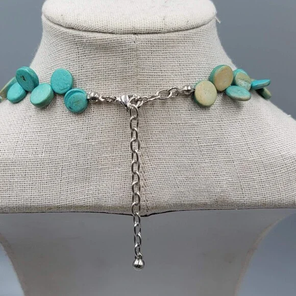 Vintage Coir Coconut Beads Necklace Blue Dyed Beach Theme 16"-18" - Picture 4 of 5